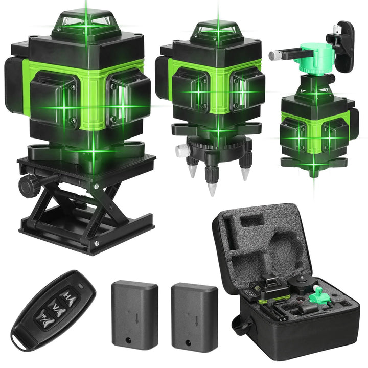 4D Laser Level Self Leveling 4D Green Beam Bluetooth Laser Tool Remote Control Li-ion Battery & Hard Carry Case